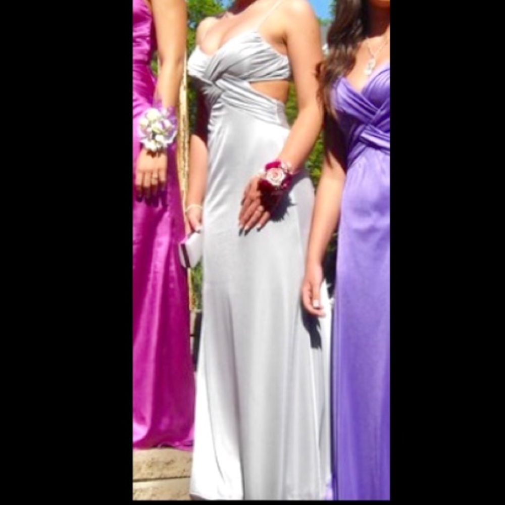 Stunning Silver Cascading Gown- Formal